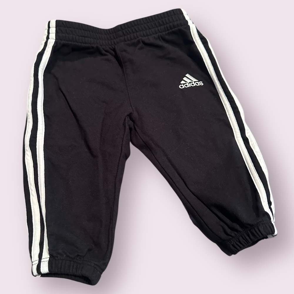 Adidas Baby Black And White Stripe Sweatpants Size 6 Months - Picture 2 of 6